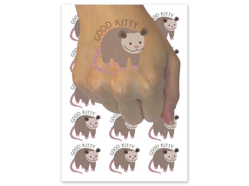Good Kitty Possum Opossum Temporary Tattoo Water Resistant Fake Body Art Set Collection (1 Sheet)
