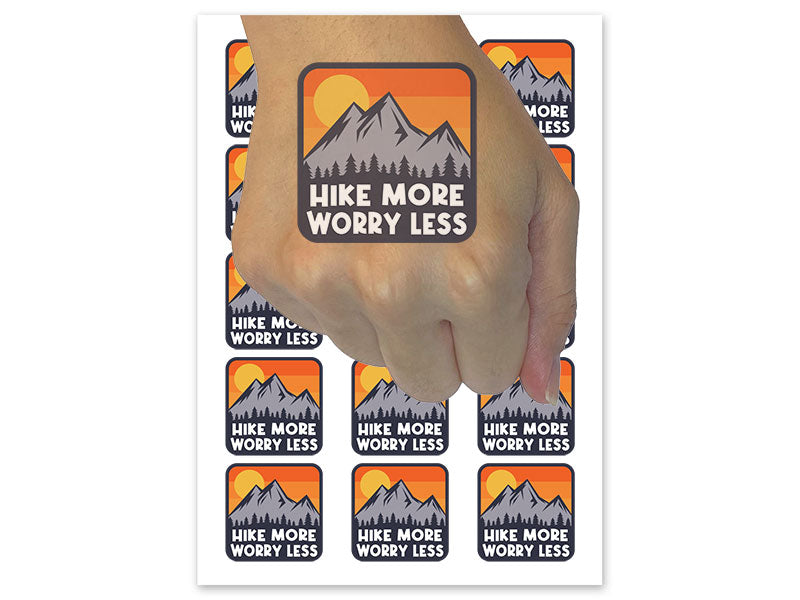 Hike More Worry Less Temporary Tattoo Water Resistant Fake Body Art Set Collection (1 Sheet)