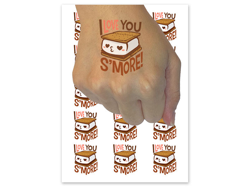 I Love You S'more S'mores Compliment Temporary Tattoo Water Resistant Fake Body Art Set Collection (1 Sheet)