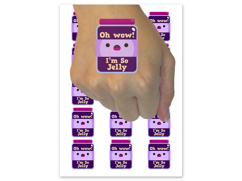 I'm Jelly Jelous Jar of Jam Temporary Tattoo Water Resistant Fake Body Art Set Collection (1 Sheet)
