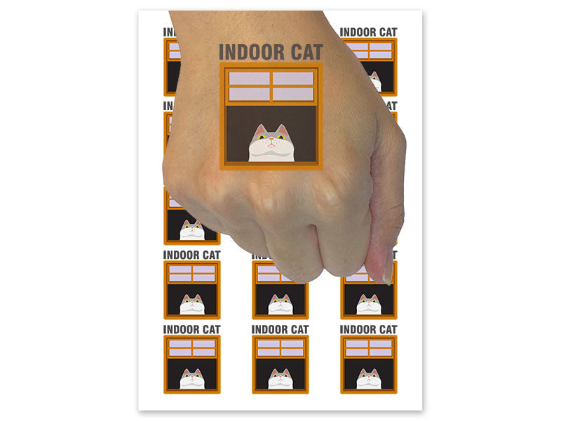 Indoor Cat in Window Temporary Tattoo Water Resistant Fake Body Art Set Collection (1 Sheet)