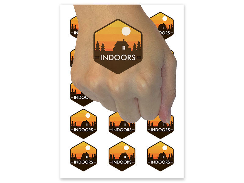 Indoors Introvert Funny Nature Temporary Tattoo Water Resistant Fake Body Art Set Collection (1 Sheet)