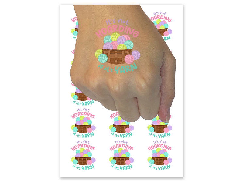 It's Not Hoarding if it's Yarn Knitting Crochet Temporary Tattoo Water Resistant Fake Body Art Set Collection (1 Sheet)