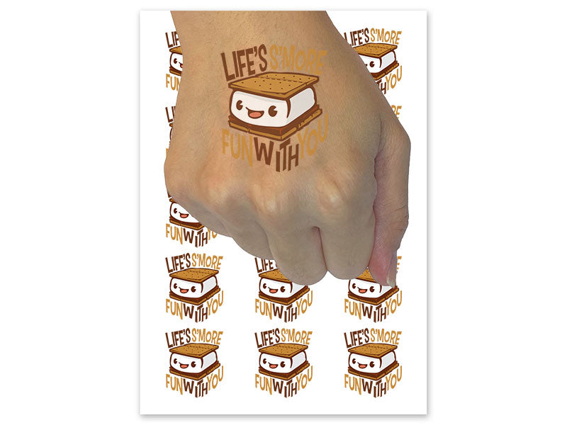 Life's S'more Fun With You S'mores Compliment Temporary Tattoo Water Resistant Fake Body Art Set Collection (1 Sheet)