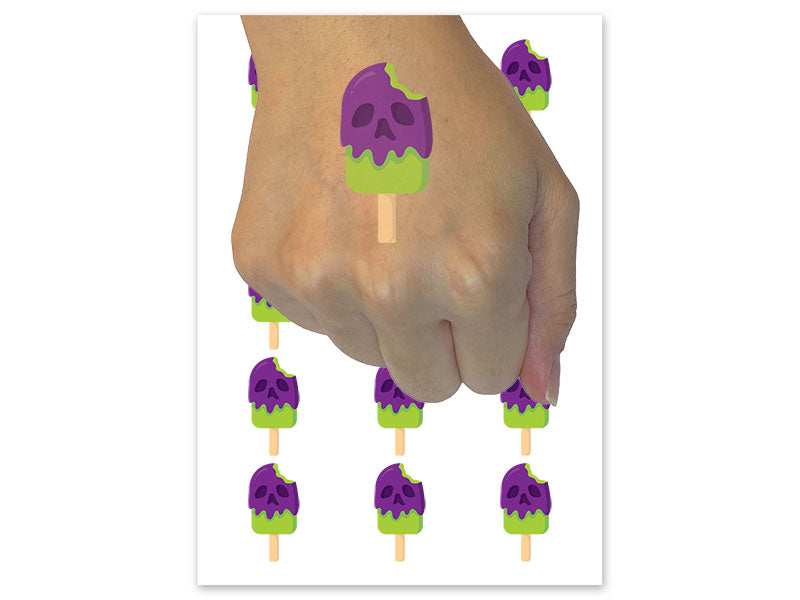 Melting Skull Popsicle Temporary Tattoo Water Resistant Fake Body Art Set Collection (1 Sheet)