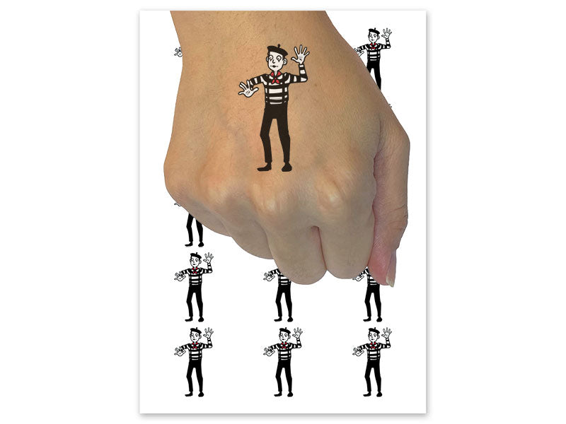Mime Artist Silent Performing Arts Temporary Tattoo Water Resistant Fake Body Art Set Collection (1 Sheet)