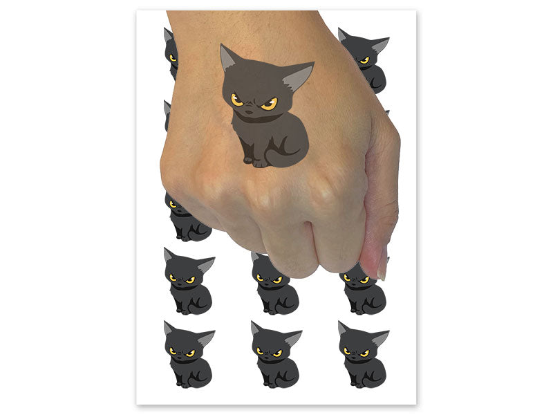 Mischevious Devious Angry Kitten Cat Temporary Tattoo Water Resistant Fake Body Art Set Collection (1 Sheet)