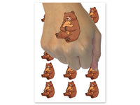 Mother Grizzly Bear with Baby Cub Temporary Tattoo Water Resistant Fake Body Art Set Collection (1 Sheet)