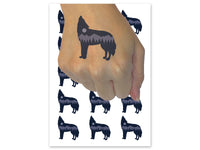 Mountain Scene Wolf Silhouette Temporary Tattoo Water Resistant Fake Body Art Set Collection (1 Sheet)