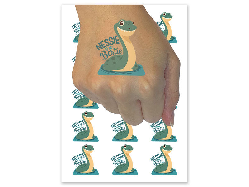 Nessie Is My Bestie Loch Ness Monster Cryptid Temporary Tattoo Water Resistant Fake Body Art Set Collection (1 Sheet)