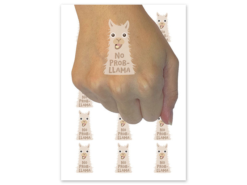 No Prob Llama Temporary Tattoo Water Resistant Fake Body Art Set Collection (1 Sheet)
