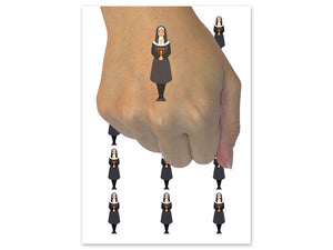 Nun Sister Religious Woman Christianity Temporary Tattoo Water Resistant Fake Body Art Set Collection (1 Sheet)