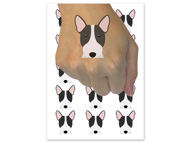 Peeking Bull Terrier Dog Temporary Tattoo Water Resistant Fake Body Art Set Collection (1 Sheet)