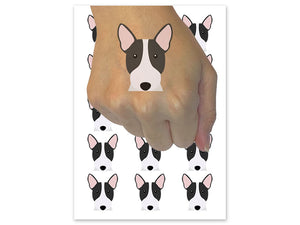 Peeking Bull Terrier Dog Temporary Tattoo Water Resistant Fake Body Art Set Collection (1 Sheet)