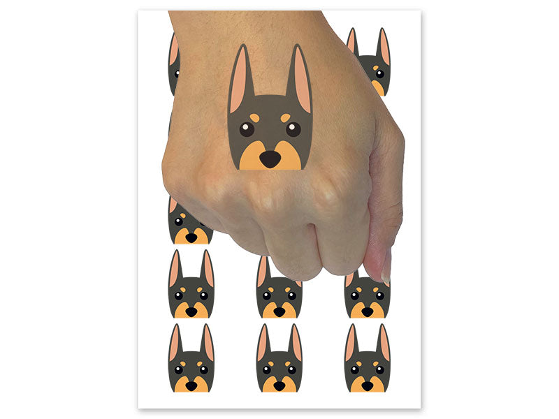 Peeking Doberman Dog Temporary Tattoo Water Resistant Fake Body Art Set Collection (1 Sheet)