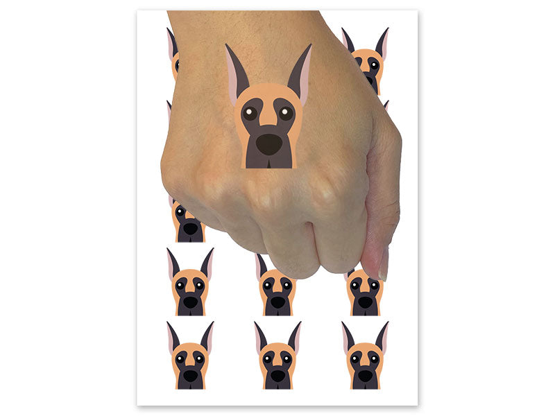Peeking Great Dane Cropped Ears Dog Temporary Tattoo Water Resistant Fake Body Art Set Collection (1 Sheet)