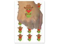 Pickle Bandit Outlaw Cowboy Temporary Tattoo Water Resistant Fake Body Art Set Collection (1 Sheet)