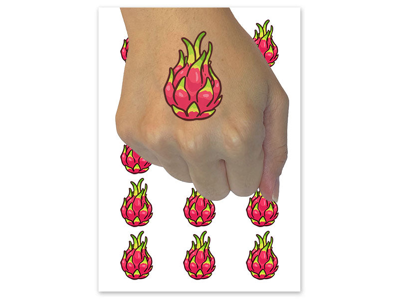 Pitaya Dragon Fruit Cactus Temporary Tattoo Water Resistant Fake Body Art Set Collection (1 Sheet)