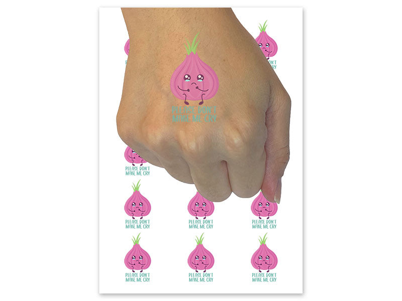Please Don't Make Me Cry Onion Temporary Tattoo Water Resistant Fake Body Art Set Collection (1 Sheet)