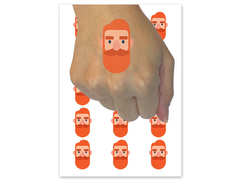 Redhead Bearded Man Lumberjack Temporary Tattoo Water Resistant Fake Body Art Set Collection (1 Sheet)