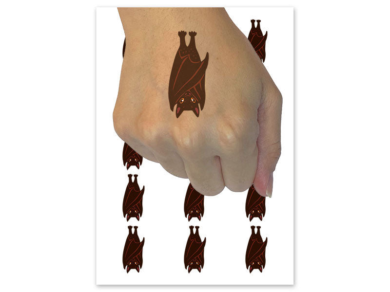 Resting Bat Hanging Upside Down Temporary Tattoo Water Resistant Fake Body Art Set Collection (1 Sheet)