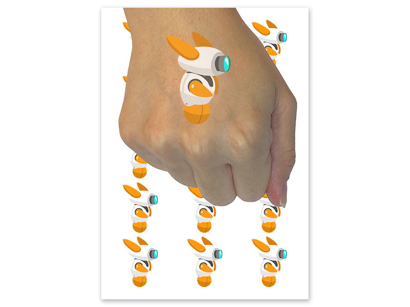 Science Fiction Cute Robot Drone Temporary Tattoo Water Resistant Fake Body Art Set Collection (1 Sheet)