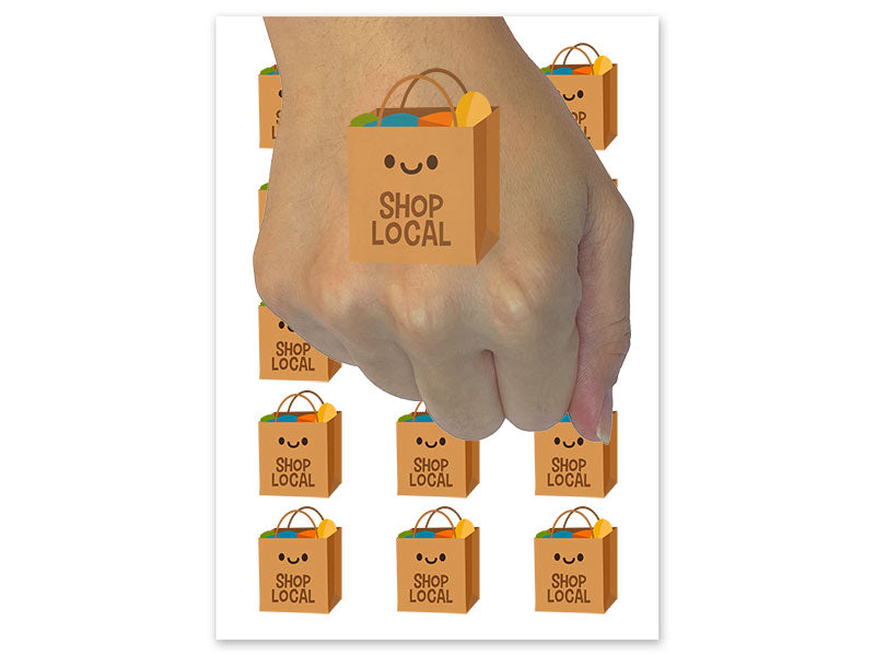 Shop Local Grocery Bag Store Temporary Tattoo Water Resistant Fake Body Art Set Collection (1 Sheet)