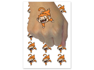 Silly Monkey Doing Handstand Temporary Tattoo Water Resistant Fake Body Art Set Collection (1 Sheet)