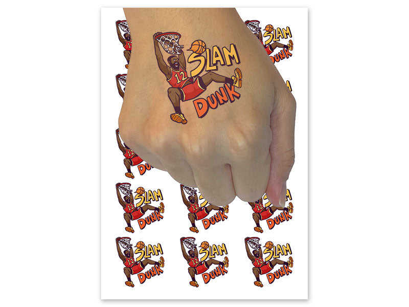 Slam Dunk Basketball Player Sports Temporary Tattoo Water Resistant Fake Body Art Set Collection (1 Sheet)