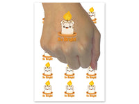 So Bright Cute Smiling Candle Flame Compliment Temporary Tattoo Water Resistant Fake Body Art Set Collection (1 Sheet)