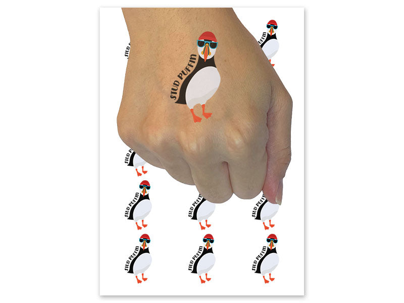 Stud Puffin Bird Temporary Tattoo Water Resistant Fake Body Art Set Collection (1 Sheet)