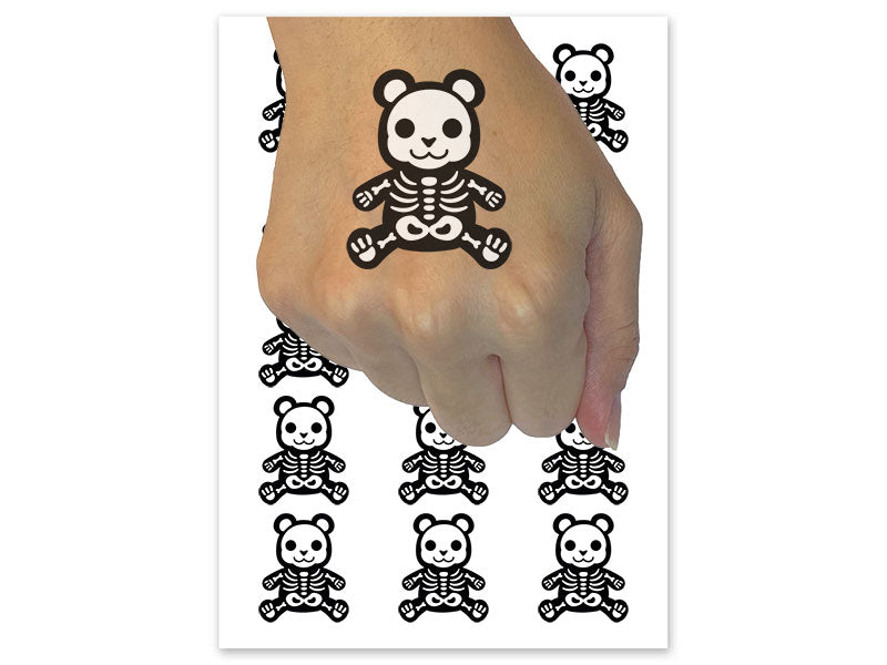 Teddy Bear Skeleton Temporary Tattoo Water Resistant Fake Body Art Set Collection (1 Sheet)