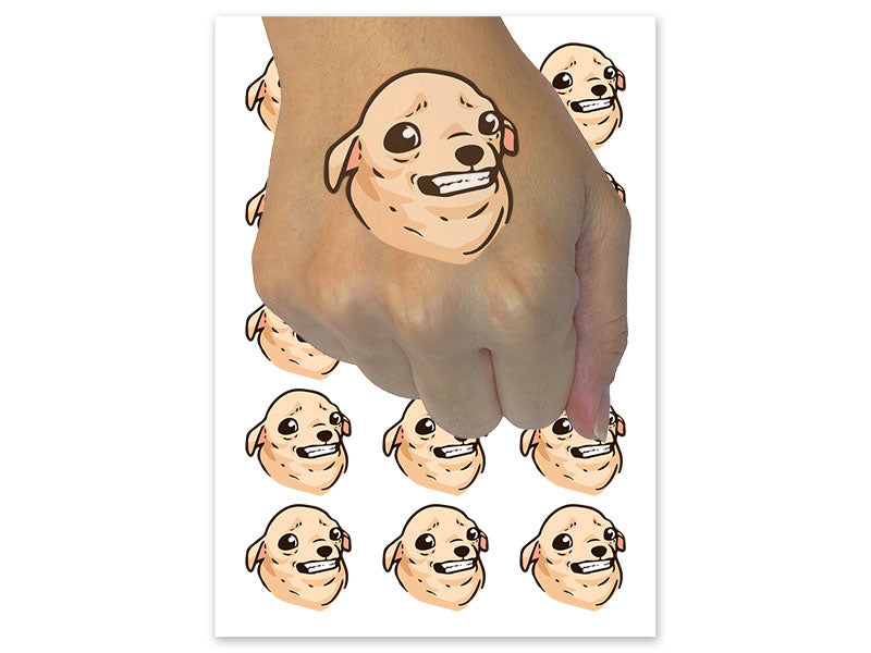 Uncomfortable Smile Chihuahua Dog Temporary Tattoo Water Resistant Fake Body Art Set Collection (1 Sheet)