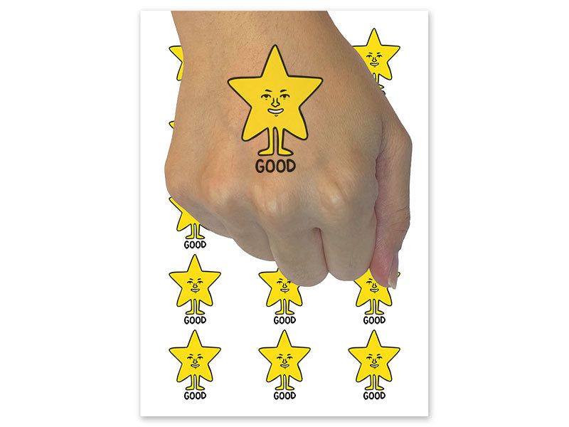 Weird Face Good Star Approval Temporary Tattoo Water Resistant Fake Body Art Set Collection (1 Sheet)