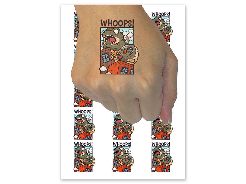 Whoops Giant Monster Accidentally Destroying Buildings Temporary Tattoo Water Resistant Fake Body Art Set Collection