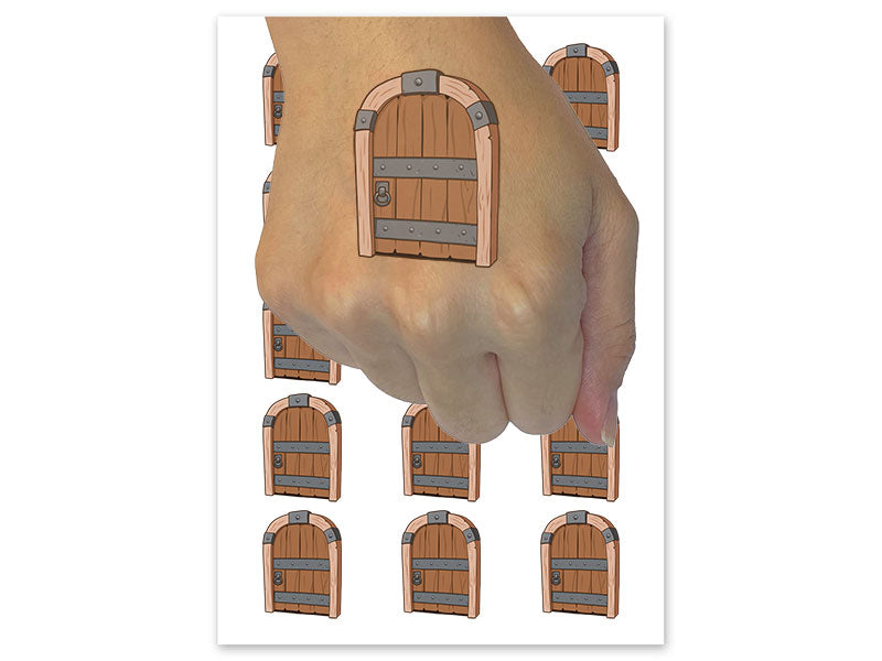 Wooden Door Frame Fantasy Old Temporary Tattoo Water Resistant Fake Body Art Set Collection (1 Sheet)