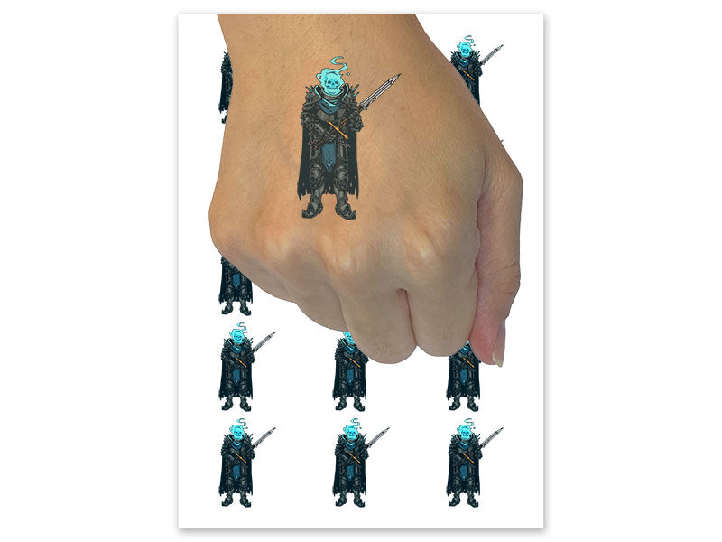 Wraith Revenant Skeleton Knight Monster Wight Temporary Tattoo Water Resistant Fake Body Art Set Collection (1 Sheet)