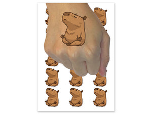 Zen Meditating Capybara Cartoon Rodent Temporary Tattoo Water Resistant Fake Body Art Set Collection (1 Sheet)