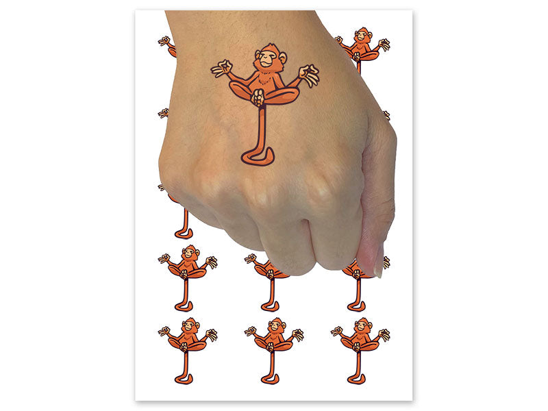 Zen Meditating Monkey Yoga Nirvana Temporary Tattoo Water Resistant Fake Body Art Set Collection (1 Sheet)