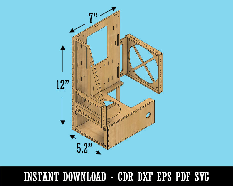 Open Air Mini-ITX Motherboard Wood PC Computer Case CDR DXF EPS PDF SVG Digital Download Laser Design Template File