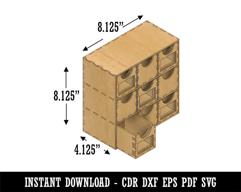 9 Drawer Window Desk Organizer Desktop Wood Storage Box CDR DXF EPS PDF SVG Vector Digital Download Laser Cut Design Pattern Template File