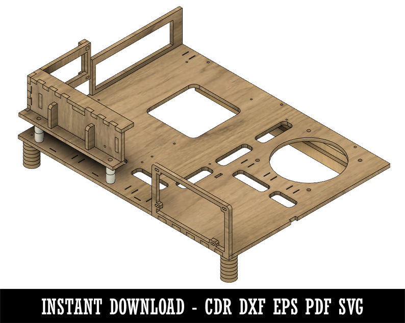 Open-Air Wall or Desk Mount Flat Wood PC Computer Case CDR DXF EPS PDF SVG Digital Download Laser Design Template File