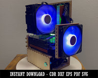 Open Air Mini-ITX Motherboard Wood PC Computer Case CDR DXF EPS PDF SVG Digital Download Laser Design Template File
