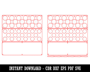 Wood or Acrylic Paint Bottle and Brush Desk Organizer Stand Holder CDR DXF EPS PDF SVG Digital Download Laser Design Template File