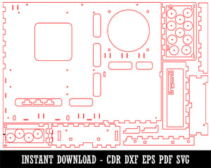 Open-Air Wall or Desk Mount Flat Wood PC Computer Case CDR DXF EPS PDF SVG Digital Download Laser Design Template File