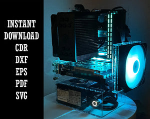 Open Air Mini-ITX Motherboard PC Computer Case CDR DXF EPS PDF SVG Digital Download Laser Design File