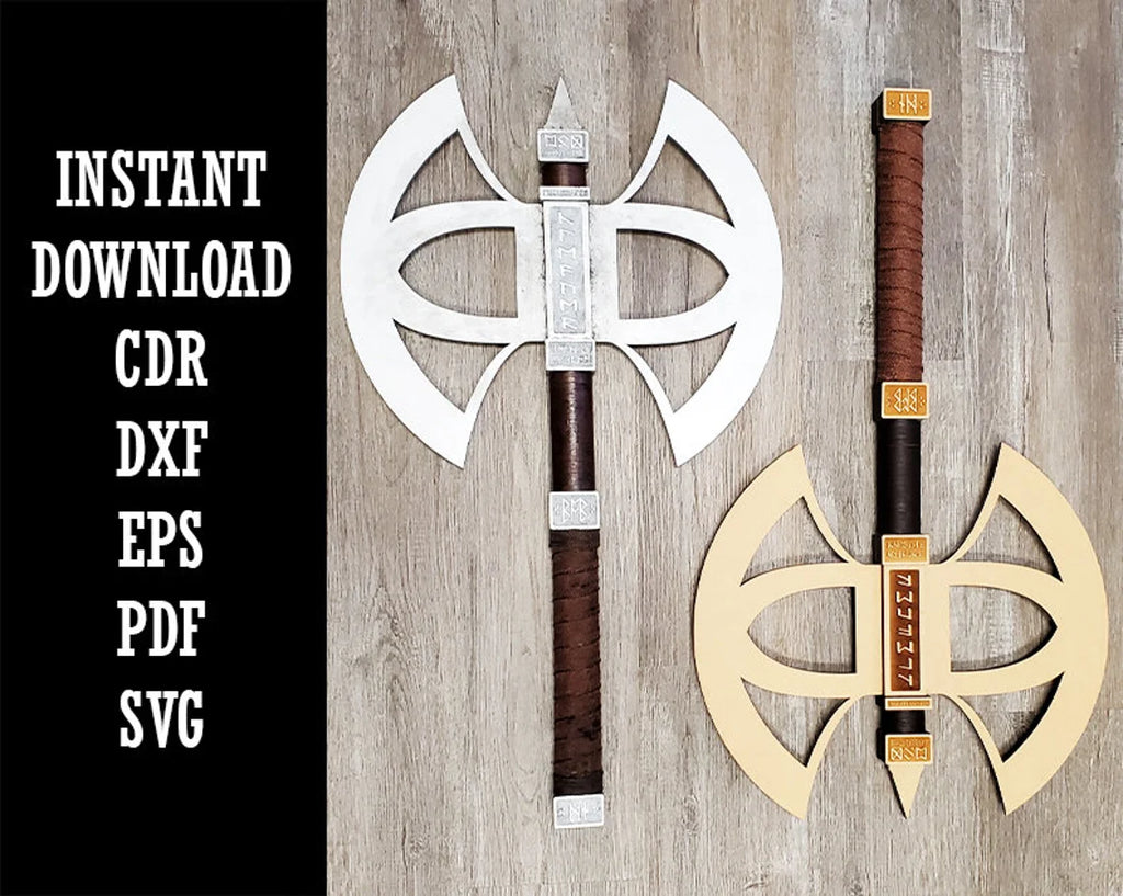 Fantasy Axe Dwarven Dwarf CDR DXF EPS PDF SVG Digital Download Laser Design Template File