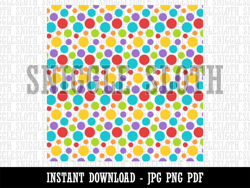 Multicolored Rainbow Polka Dots Seamless Pattern Background Digital Paper Download JPG PDF PNG File