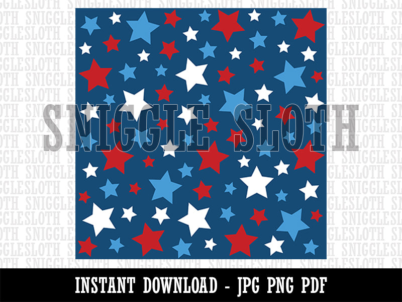 Patriotic Stars 4th of July Background Digital Paper Download JPG PDF PNG File