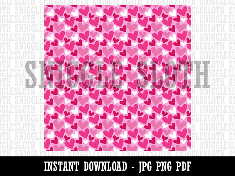 Scattered Hearts Seamless Pattern Background Digital Paper Download JPG PDF PNG File